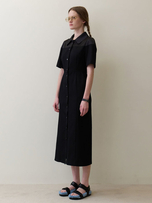 23 Summer_ Black Twill Maxi Dress