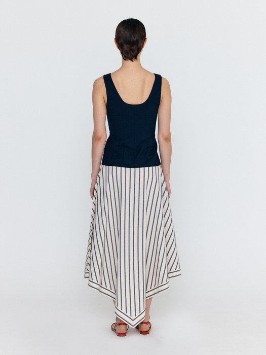 WOMILI Lace-Up Vest - Navy