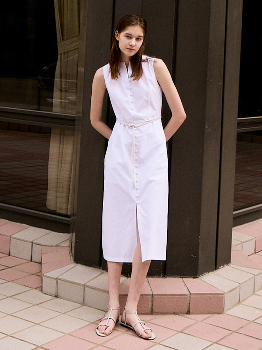 [COTTON] Button Point Belted Dress_2color