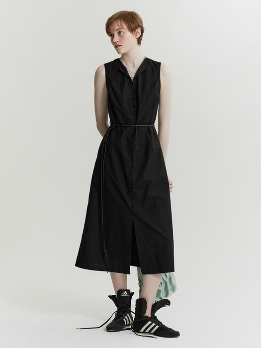 [COTTON] Button Point Belted Dress_2color