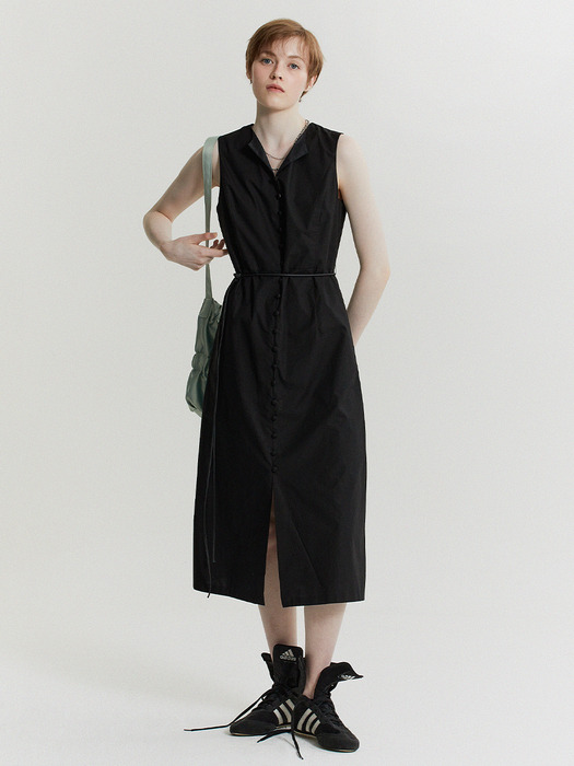 [COTTON] Button Point Belted Dress_2color