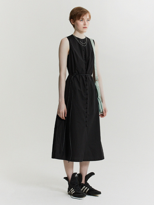 [COTTON] Button Point Belted Dress_2color