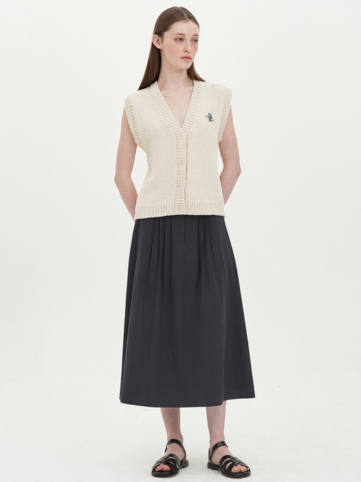 buttoned knit vest_cream