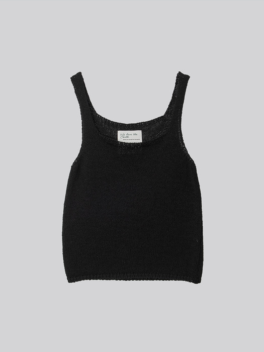 sleeveless knit top - black