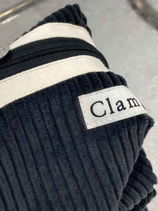 Clam round pouch _ Corduroy midnight