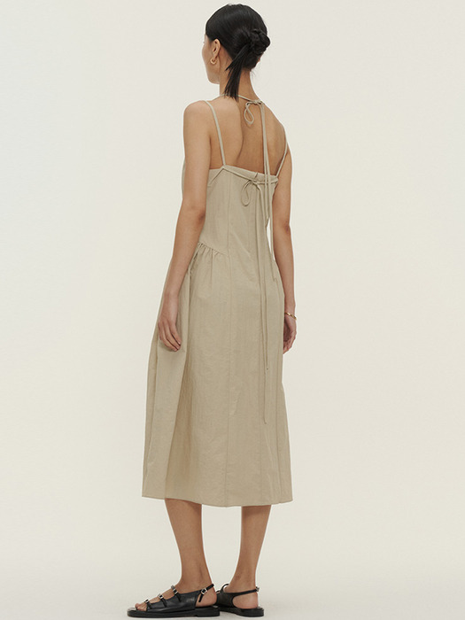 sleeveless ribbon dress_beige