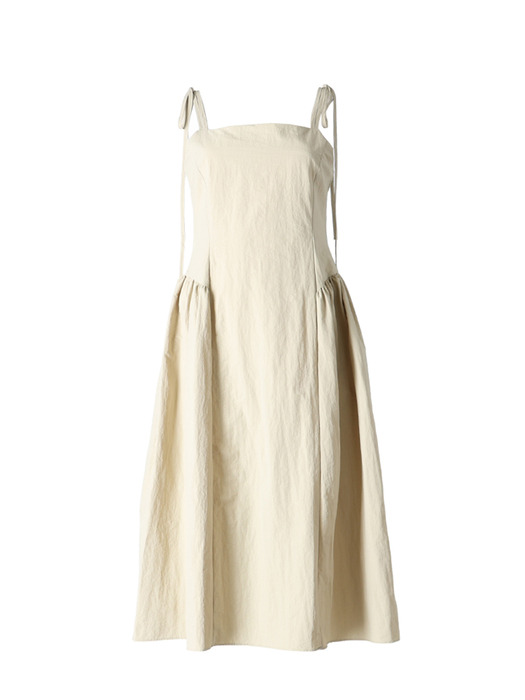 sleeveless ribbon dress_beige