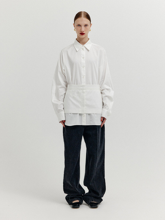 XIRT Oversized Shirt with Skirt Belt - White