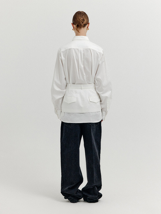 XIRT Oversized Shirt with Skirt Belt - White