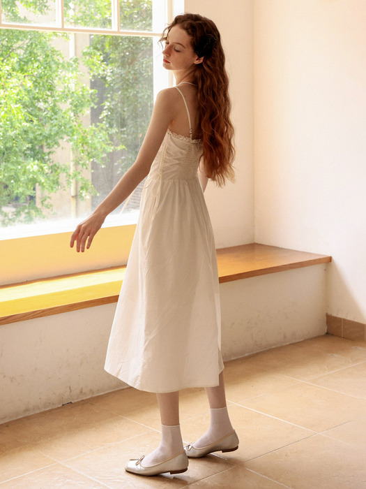 Cest_Pure white cotton slip dress