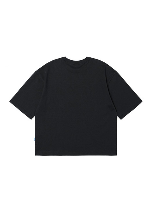 남성 엠보 프린트 루즈핏 라운드 티셔츠[BLACK](UZ7ST11_39)