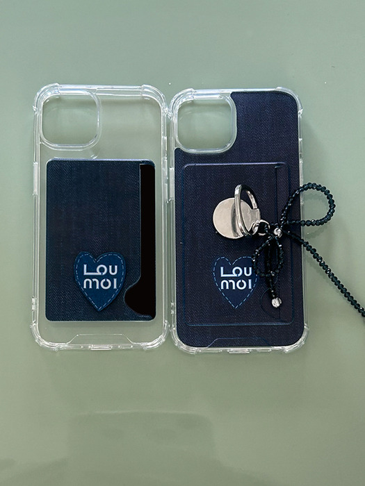Present series : DENIM LOVE / deep blue card, full card phonecase