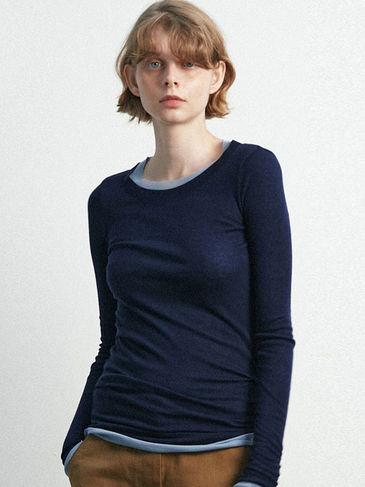 Layered Jersey Top / Navy