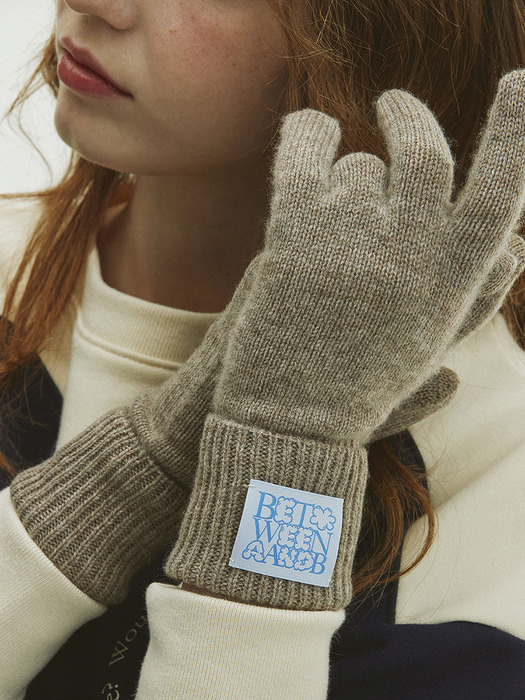 Bubble Label Cashmere Wool Blended Gloves_3 Colors