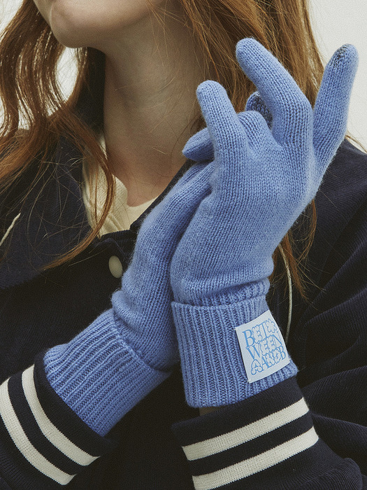 Bubble Label Cashmere Wool Blended Gloves_4 Colors