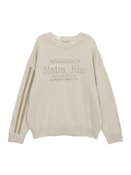 MATIN SLEEVE LINE KNIT PULLOVER IN IVORY