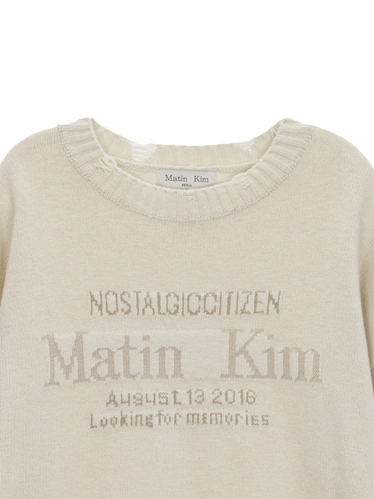 MATIN SLEEVE LINE KNIT PULLOVER IN IVORY