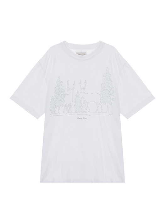 DEER GRAPHIC TOP IN WHITE
