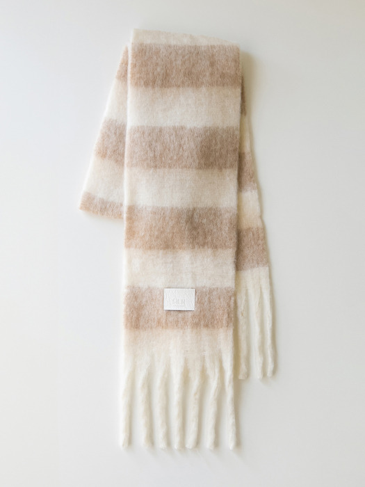 Stripe long muffler (CREAM BEIGE)