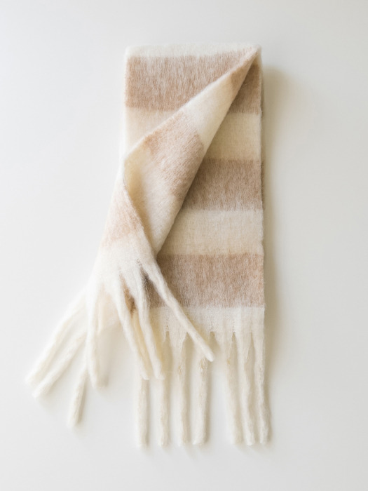 Stripe long muffler (CREAM BEIGE)