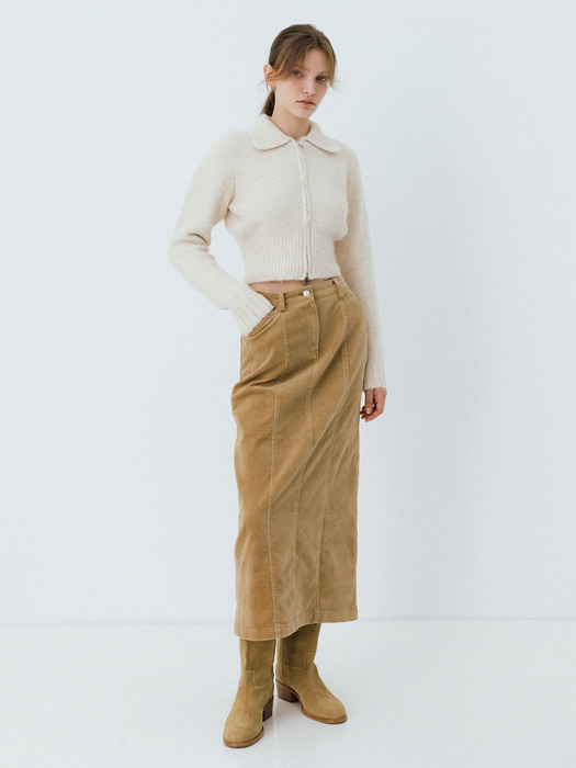 corduroy cutting-line skirt (beige)