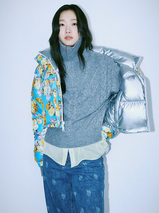 CROPPED DOWN JACKET REVERSIBLE_SILVER