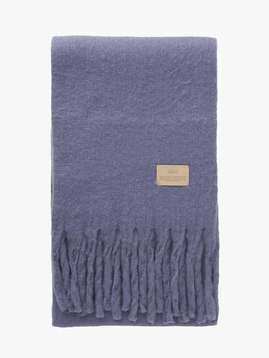 Simple patch wool long muffler - lavendergrey