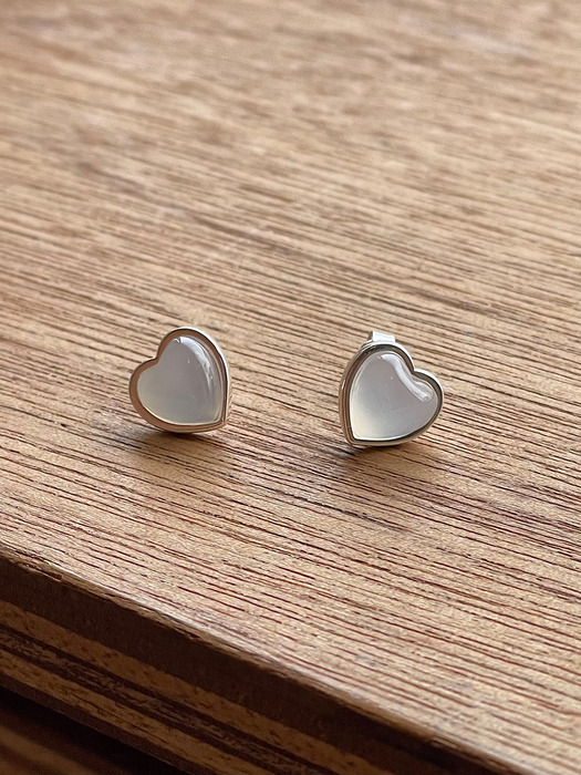[silver925] cats eye heart earring
