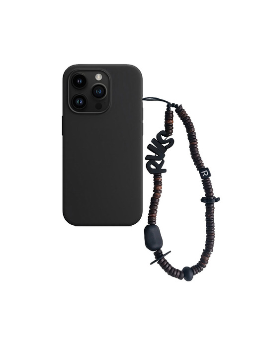 nature beads phone strap dark brown