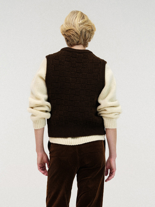 Chess wool vest (Brown)
