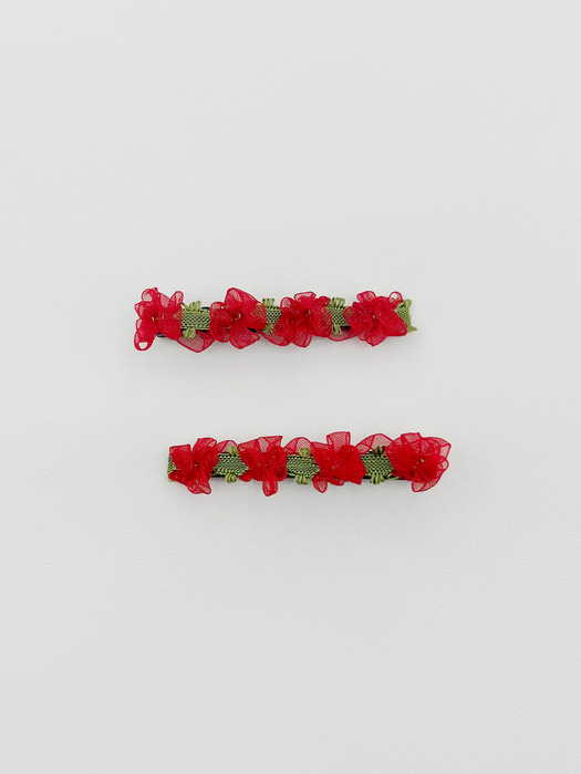 [2SET] lace red flower hair pin