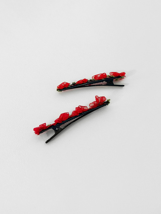 [2SET] lace red flower hair pin