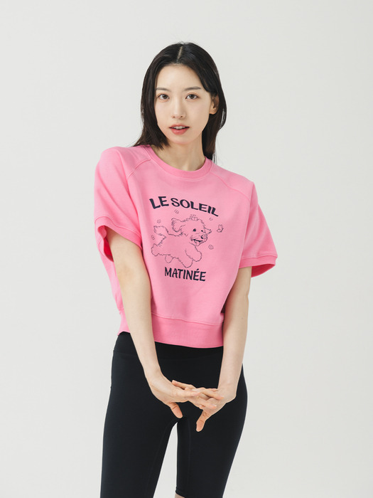 Happiness Puppy Half Sweat Shirt [PINK]