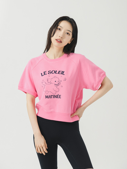 Happiness Puppy Half Sweat Shirt [PINK]