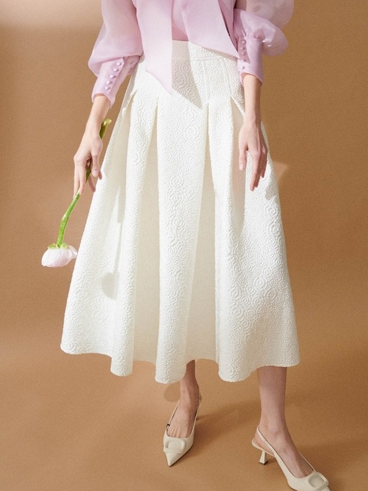 Rosie Jacquard Flare Skirt [Cream]