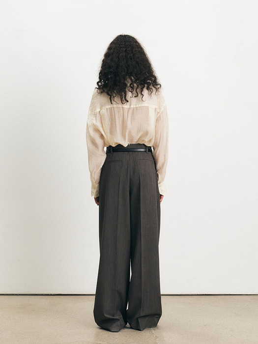 TFS WOOL TWO TUCK WIDE TROUSERS_2COLORS