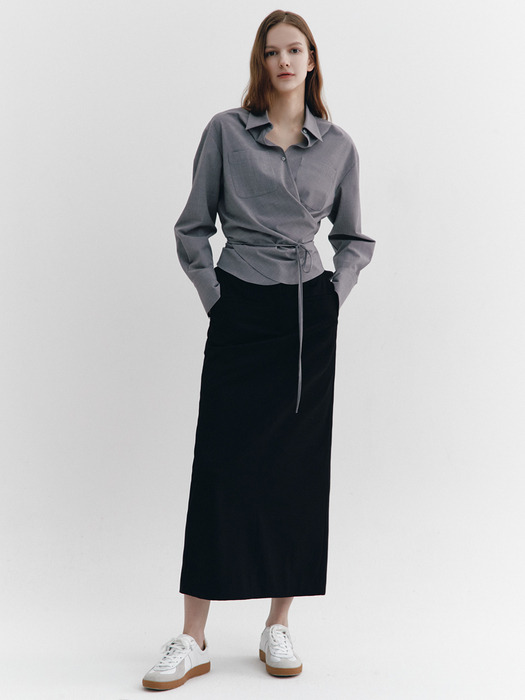 String-up Wrap Shirts MELANGE GRAY