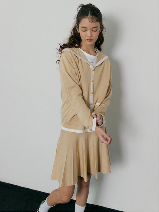 169 sailor knit skirt (beige)