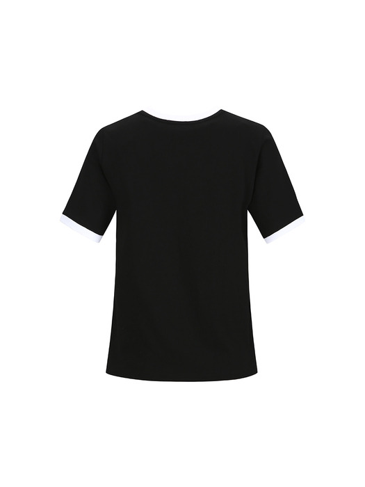 CONTRAST-TIPPED T-SHIRT_BLACK