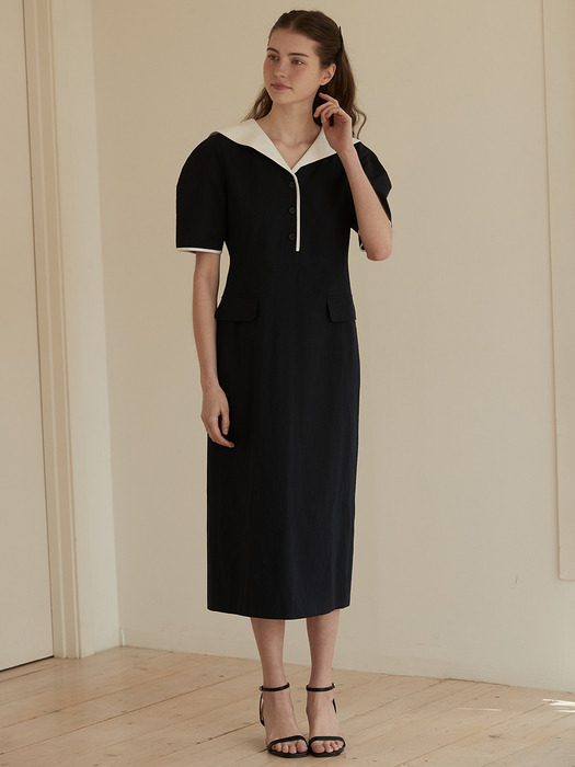 Sailor binding dress - Navy