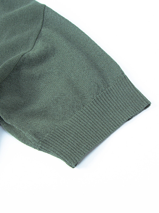 24SS Callaite Half Sleeve Hooded Knit Top - Slate Green