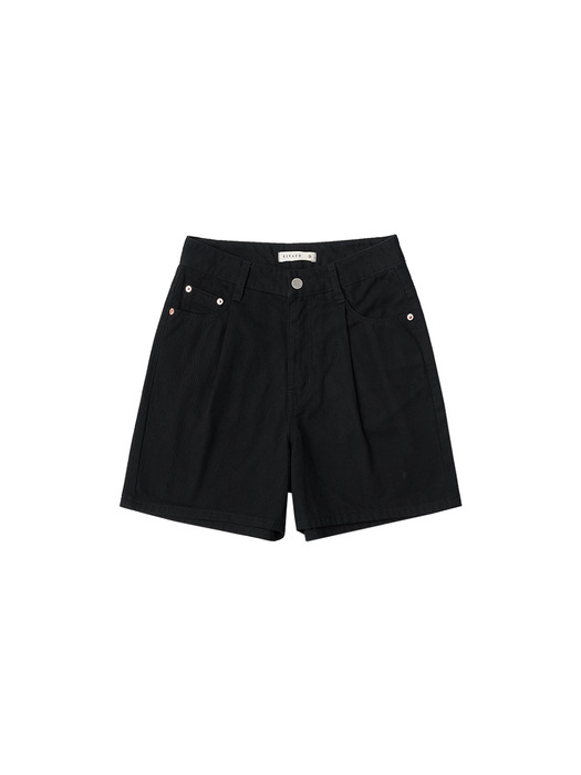 SIJN6030 color denim shorts_Black