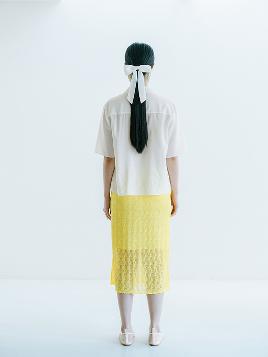 VISCOSE BLENDED LACE LAYERED SKIRT_YELLOW