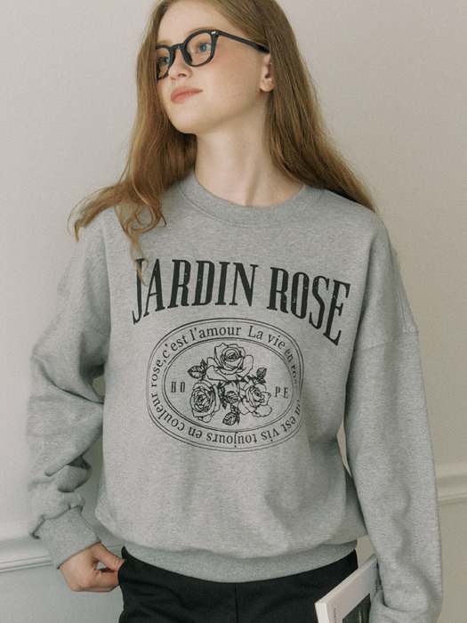 Jardin Rose Sweatshirt - Melange Grey