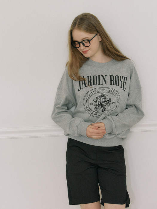 Jardin Rose Sweatshirt - Melange Grey