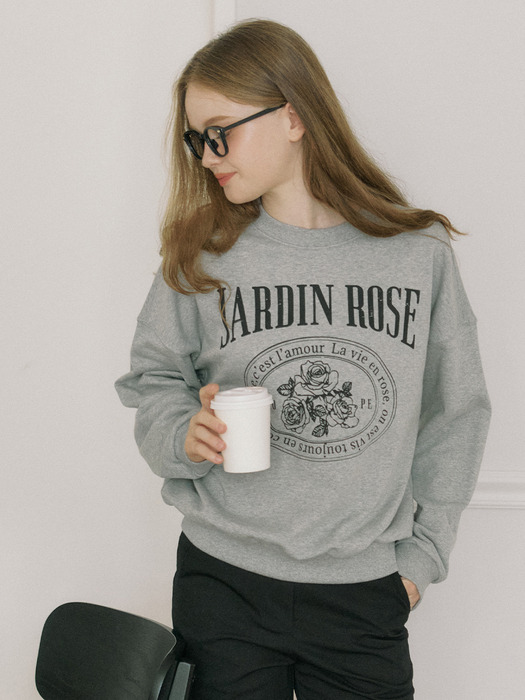 Jardin Rose Sweatshirt - Melange Grey