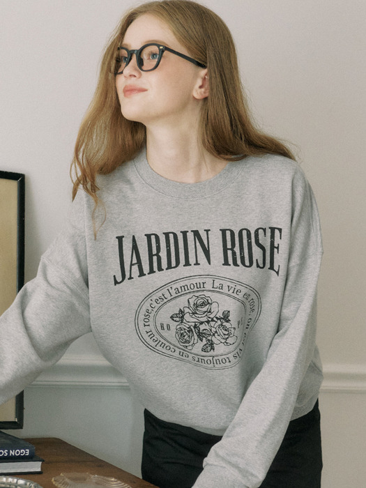 Jardin Rose Sweatshirt - Melange Grey