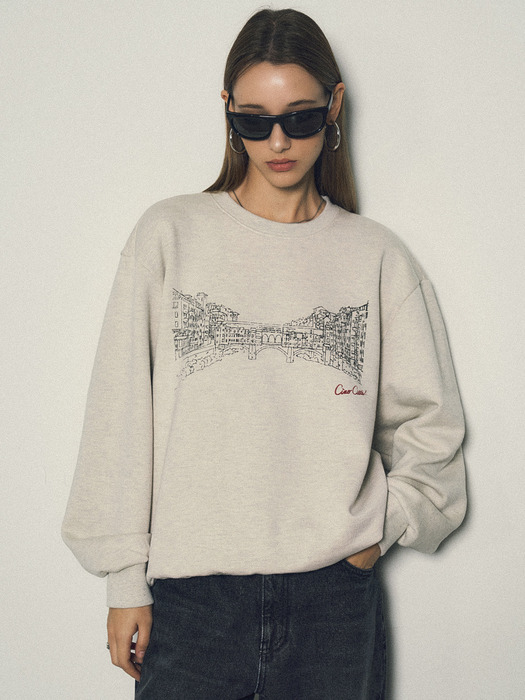 Florence Ponte Vecchio Archive Sweatshirt_CTT340(Melange Cream)