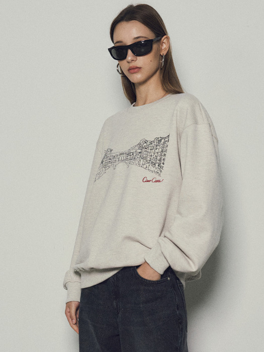 Florence Ponte Vecchio Archive Sweatshirt_CTT340(Melange Cream)