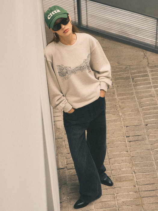 Florence Ponte Vecchio Archive Sweatshirt_CTT340(Melange Cream)